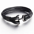 Pulseira de Couro e Aço Inoxidável
