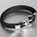 Pulseira de Couro e Aço Inoxidável